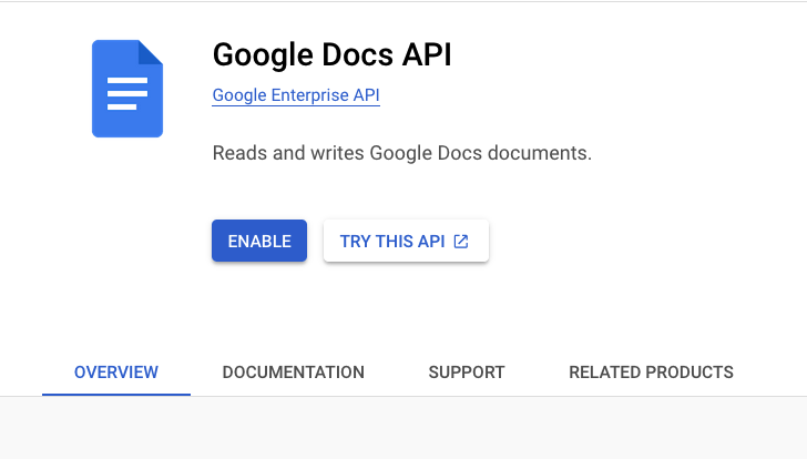 google docs enable api