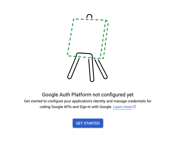 google auth platform get started