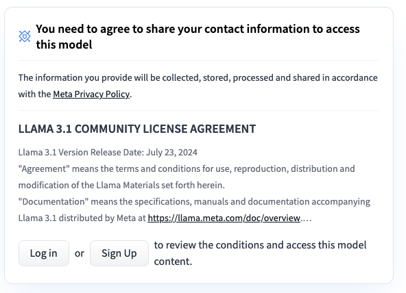 huggingface form to access the model